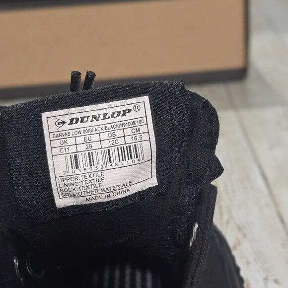 Dunlop Canvas Low Junior Sneakers Black Size 12C,  New in Box - Picture 7 of 7